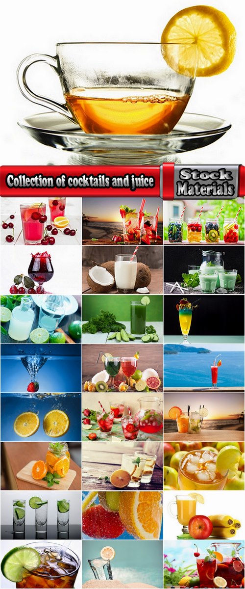 Collection of of cocktails alcohol water with lemon juice fruit vegetable juice 25 HQ Jpeg