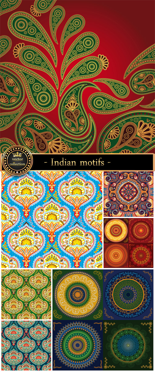 Vector background with patterns, Indian motifs