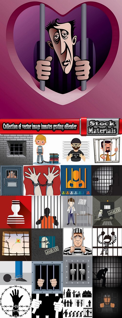 Collection of vector image inmates grating offender prison 25 Eps