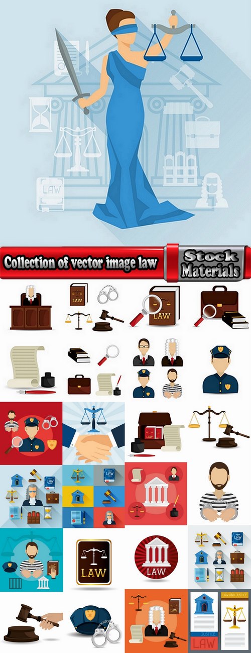 Collection of vector image law judge concluded infographics label Police 25 Eps