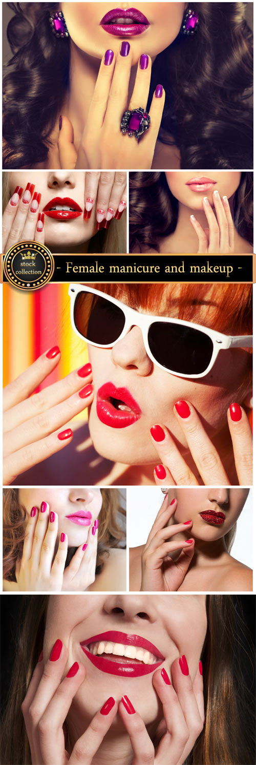 Female manicure and makeup - stock photos