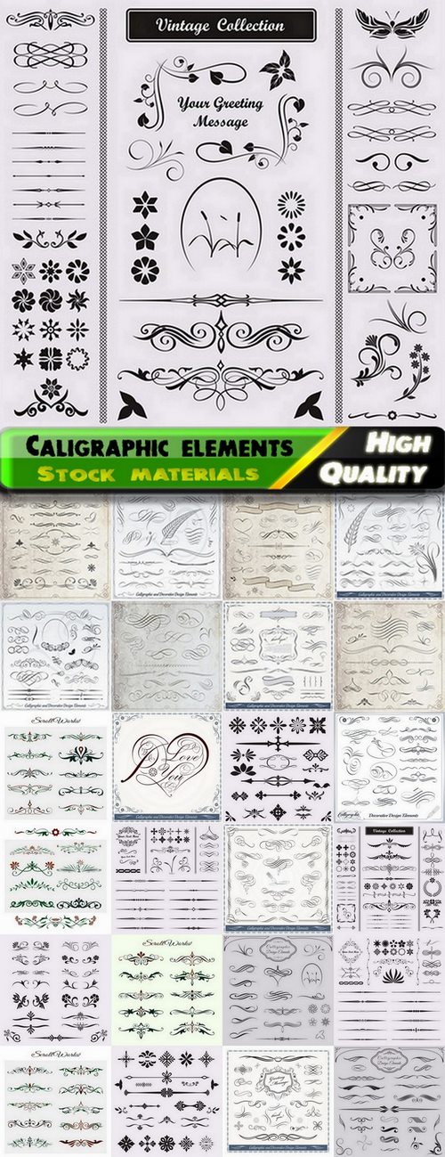 Calligraphic design elements for page decorations #44 - 25 Eps