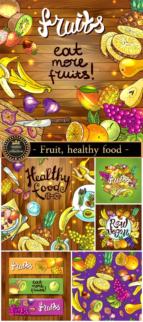 Fruit, healthy food, vector backgrounds, banners