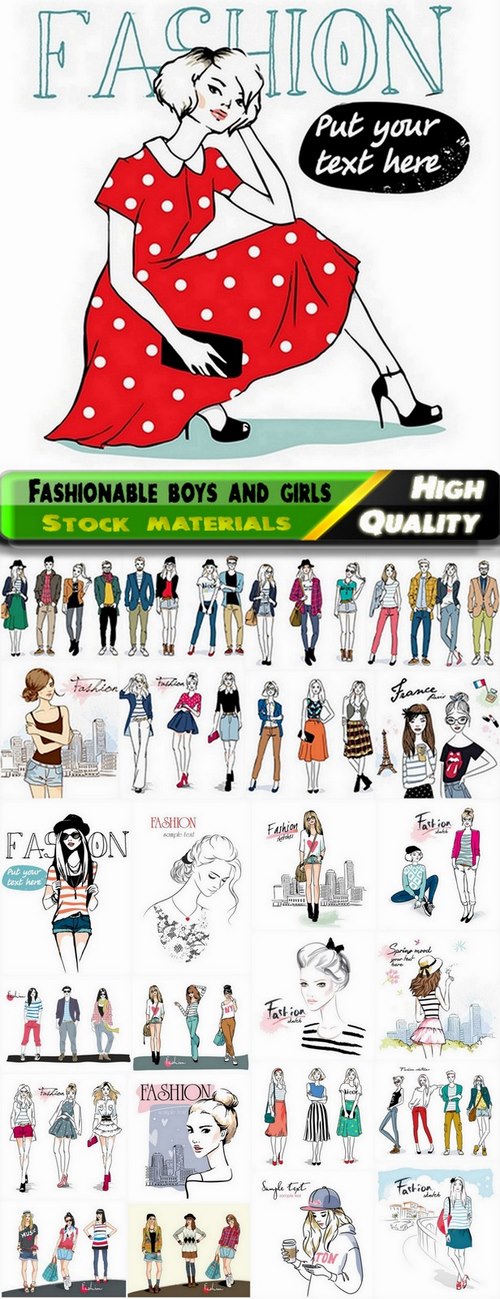 Sketches of fashionable boys and girls - 25 Eps