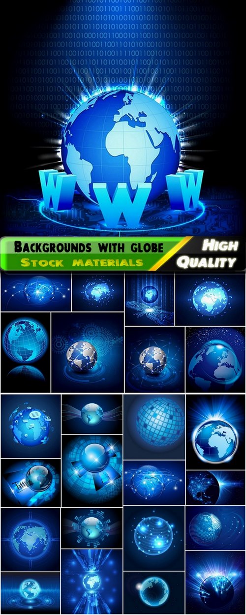 Abstract backgrounds with globe and world maps - 25 Eps