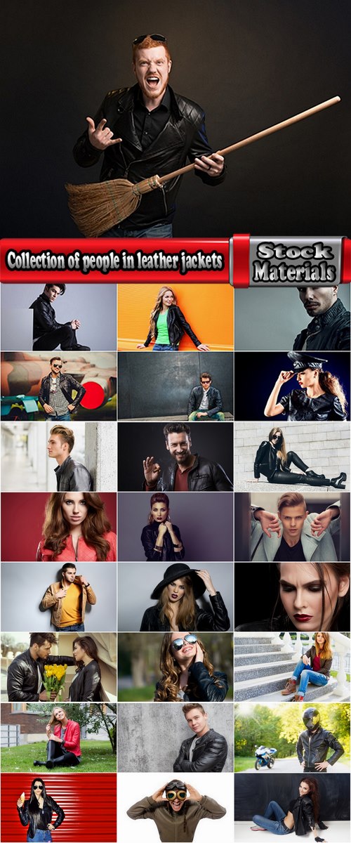 Collection of people in leather jackets beautiful woman and a man 25 HQ Jpeg