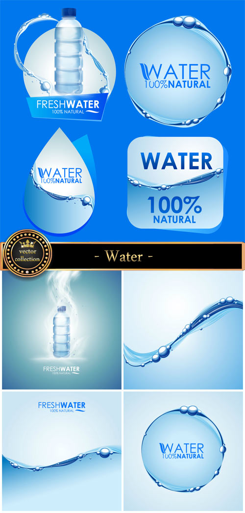 Water vector backgrounds and labels