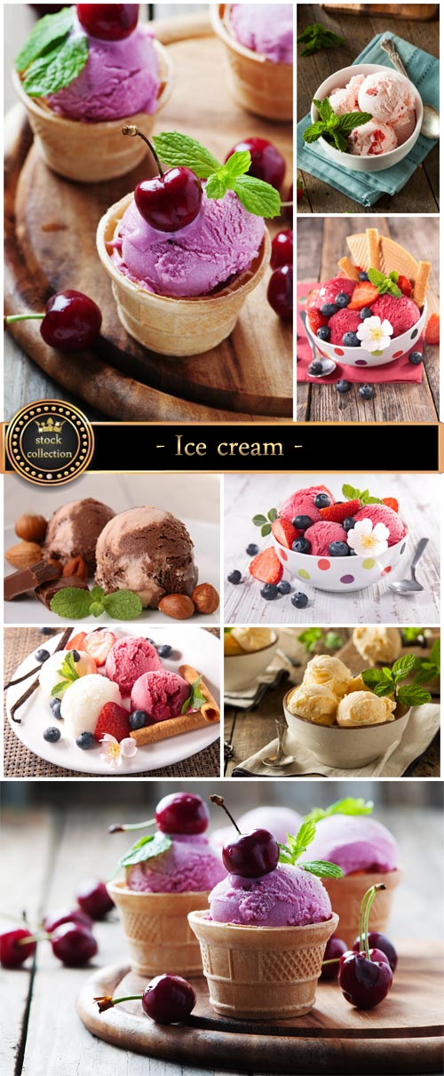 Ice cream with fruits and berries - stock photos