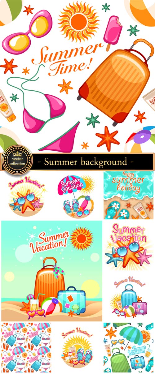 Summer vector background with elements of the sea