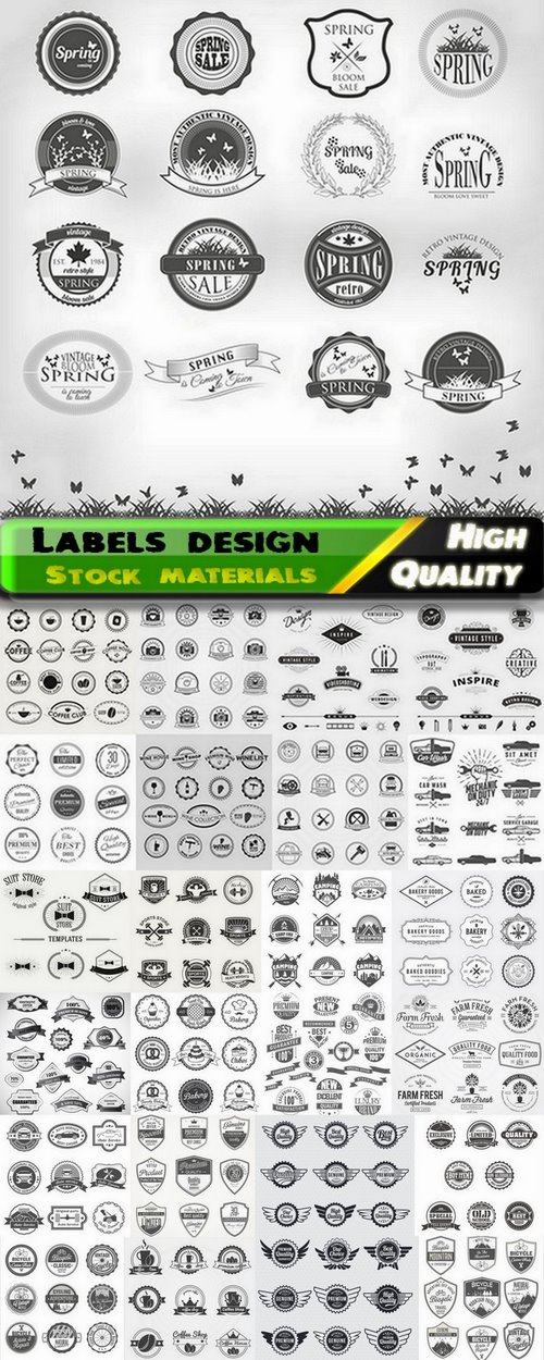 Labels design and grunge business emblems - 25 Eps