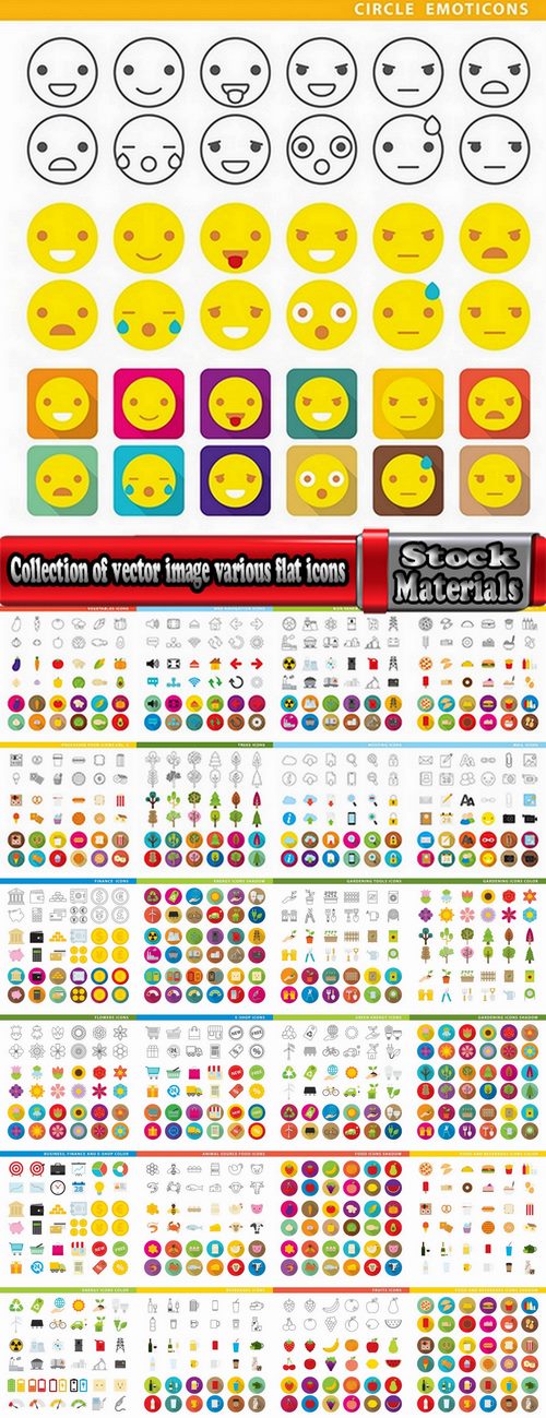 Collection of vector image various flat icons on various subjects #2-25 Eps