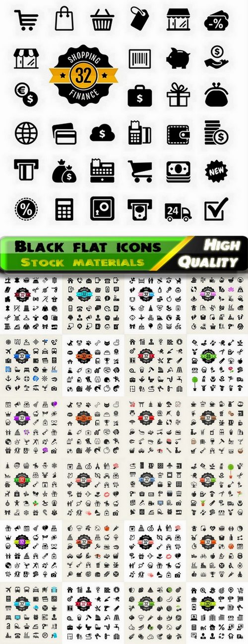 Black flat icons for web and app design 2 - 25