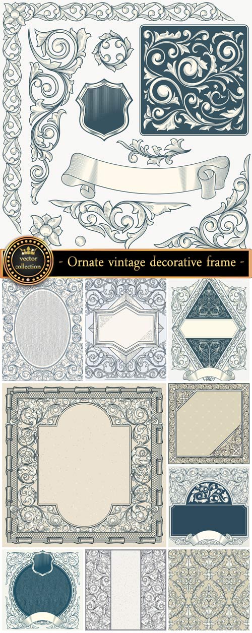 Ornate vintage decorative frame, vector