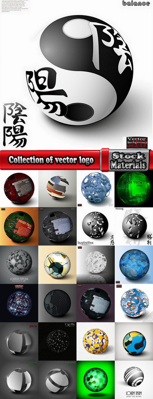 Collection of vector logo of a background picture business sphere ball circle high-tech 25 Eps