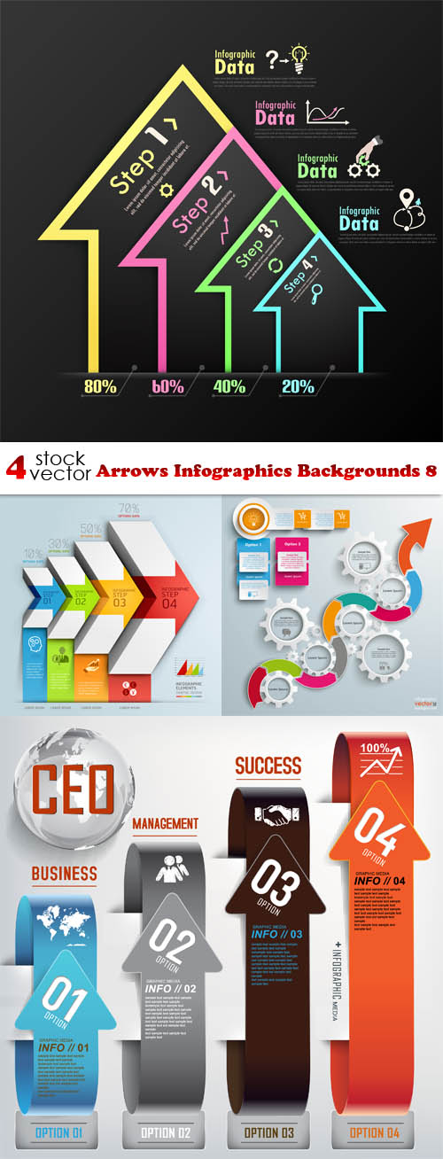Vectors - Arrows Infographics Backgrounds 8