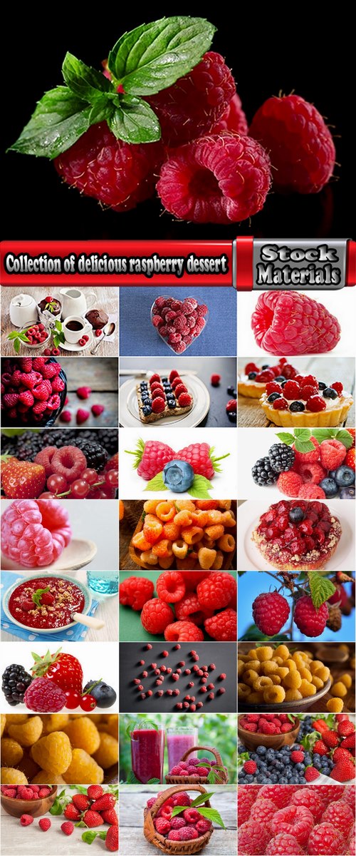 Collection of delicious raspberry dessert macro berry 25 HQ Jpeg