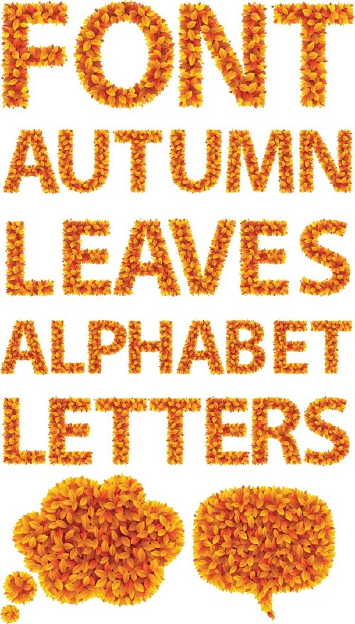 Алфавит: Осенние листья (прозрачный фон)