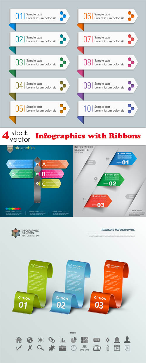 Vectors - Infographics with Ribbons 2