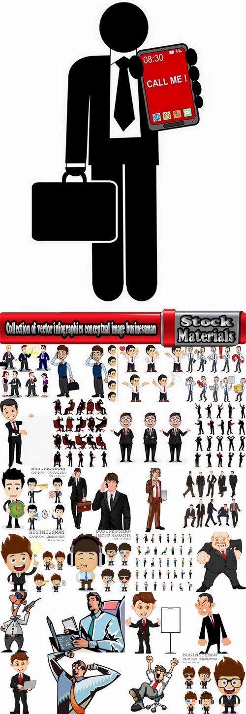 Collection of vector infographics conceptual image businessman cartoon business #2- 25 Eps