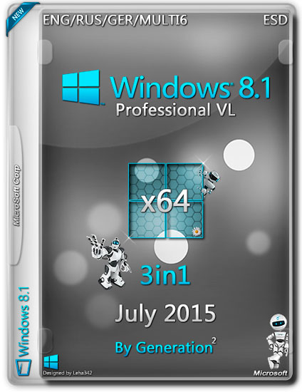 Windows 8.1 Pro VL x64 3in1 ESD July 2015 by Generation2 (ENG/RUS/GER/MULTI6)