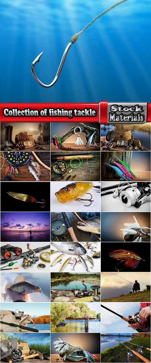 Collection of fishing tackle fishing rod spinning lure bait fishing hook lure 25 HQ Jpeg