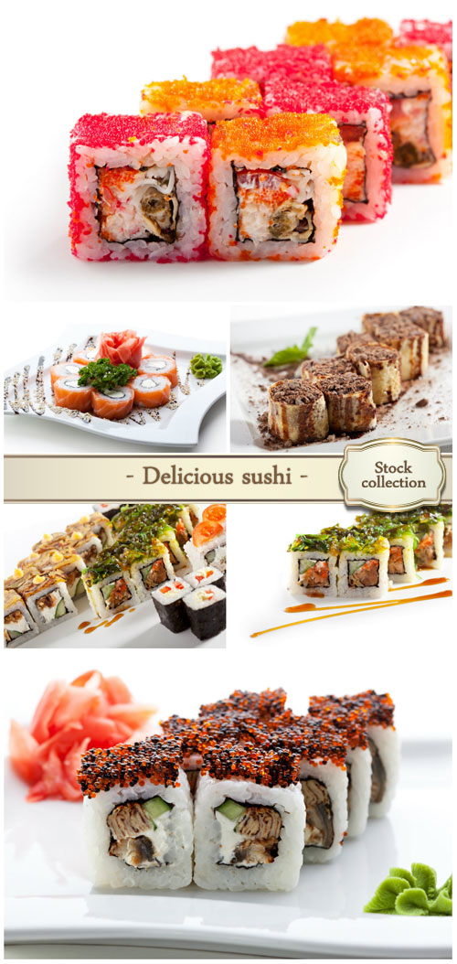 Sets of delicious sushi, rolls - Stock photo