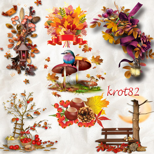 Осенние кластеры на прозрачном фоне – Композиции с осенними листьями 