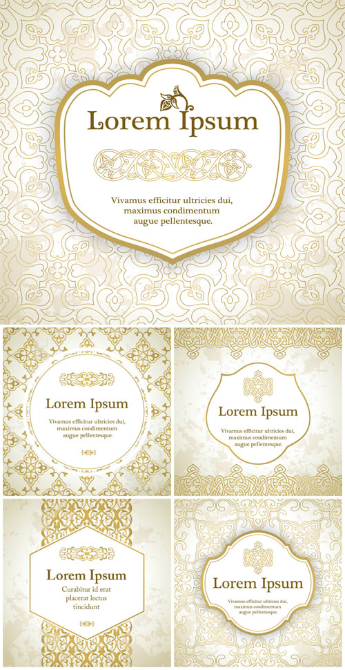Vector background with gold ornaments, vintage