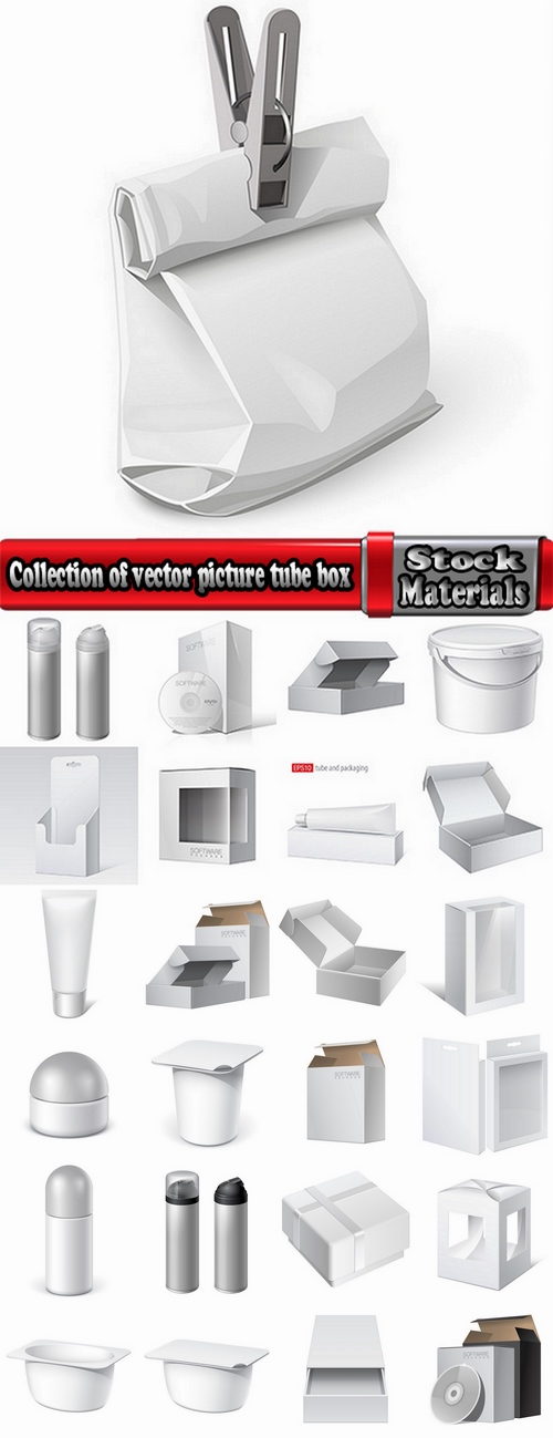 Collection of vector picture tube box packing 25 EPS