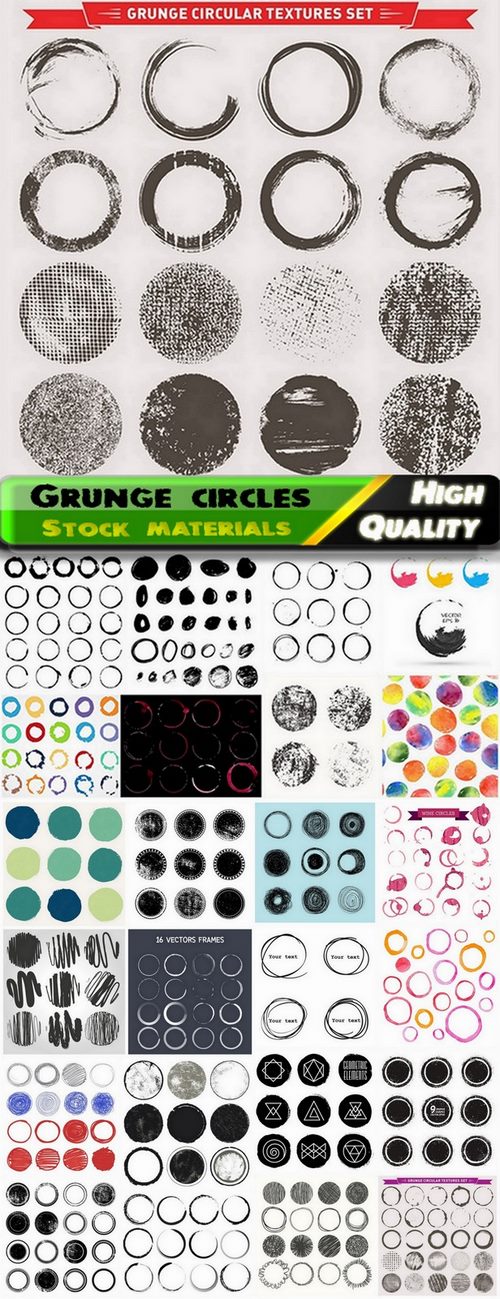 Grunge circles and circular textures - 25 Eps