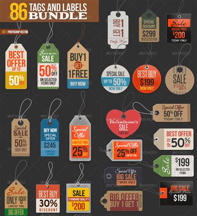 GraphicRiver - 86 Tags and Labels Bundle